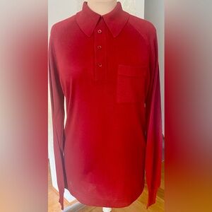 Vintage 80s Men's Knit Pullover *Large* BURGUNDY Preppy Lightweight Sweater